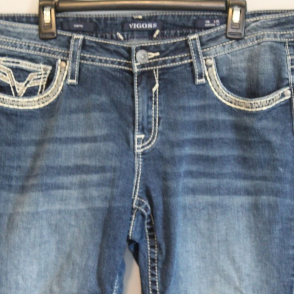 VIGOSS Capri Heritage Fit Jeans Thick Stitch Women's Size 16 H12054 - Picture 3 of 12